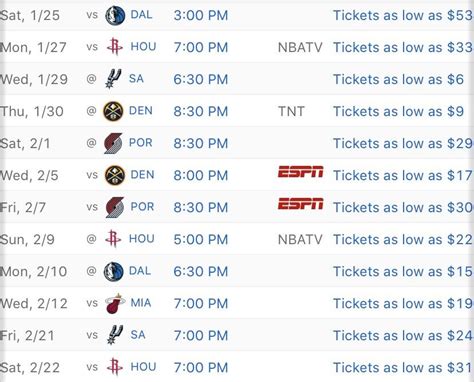 Here is our schedule for .